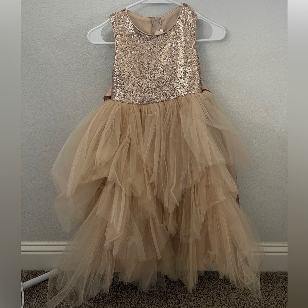 Girls Sparkly Gold Dress
